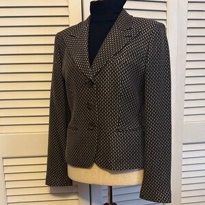 Giorgio Armani Black and Cream Textured Blazer